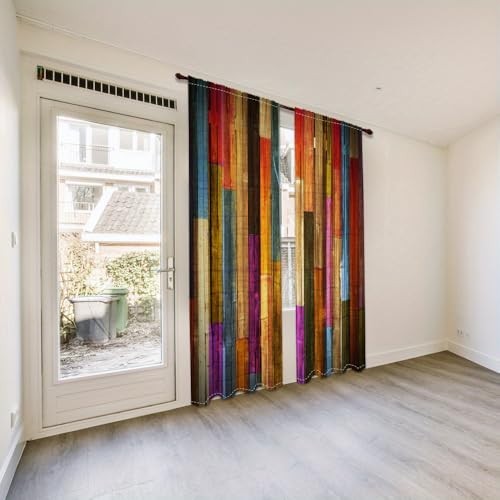 Chic Abstract Striped Curtains – Light-Filtering Wood Grain Drapes, 52″ x 84″, S