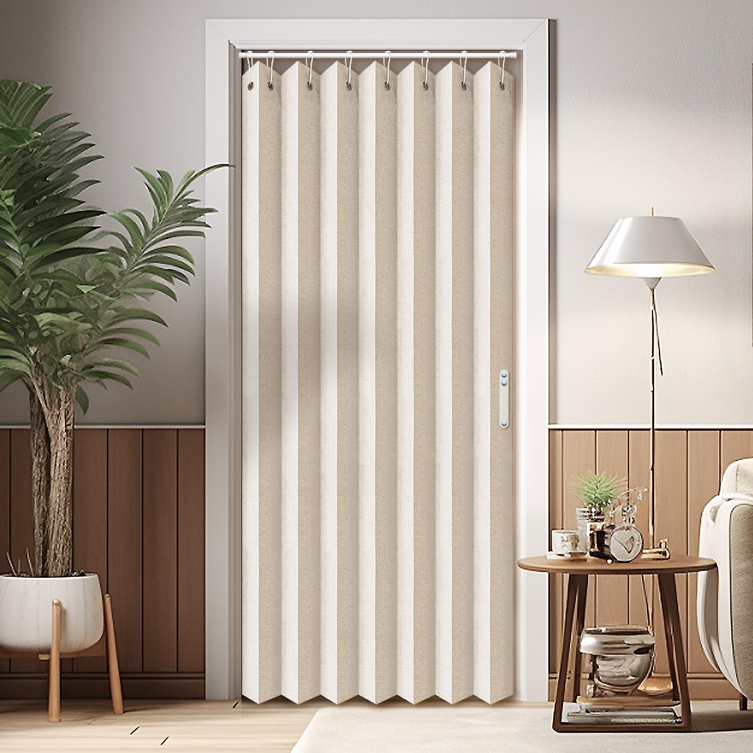 Vatge Closet Curtains Accordion Style Door Curtains for Doorways Pleated Folding