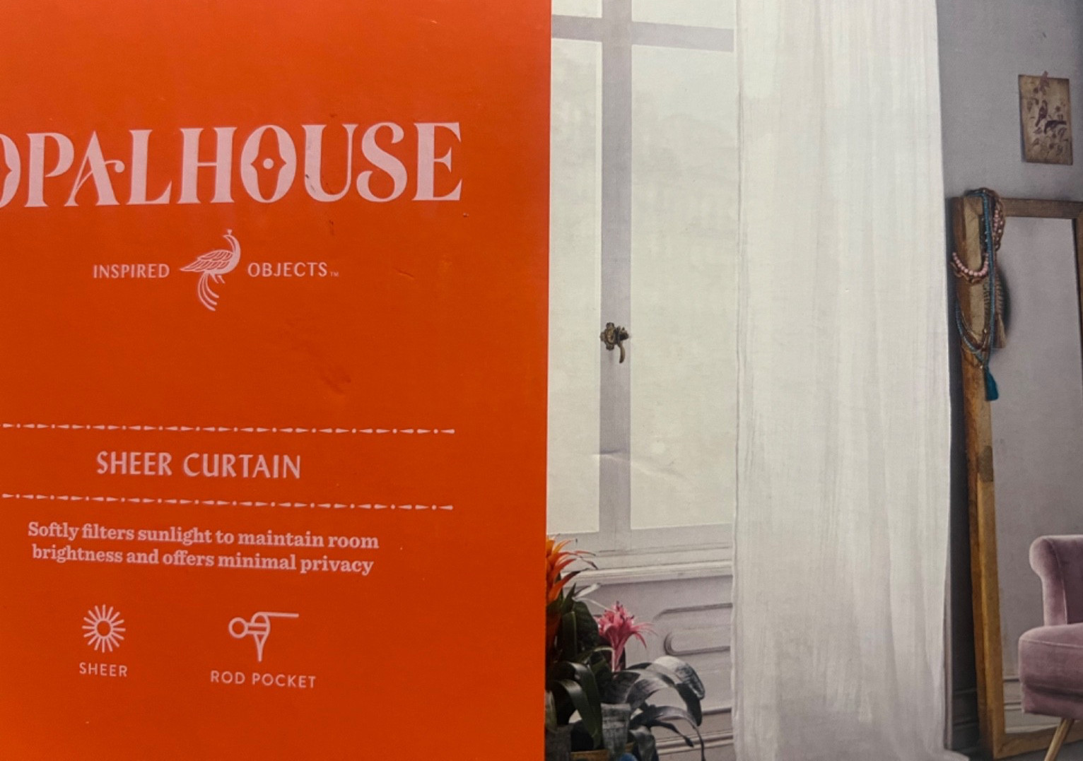 EUC! Rare! Opalhouse SET OF 2! Sheer Curtain Panel White Crushed 51′ W W X 95″L