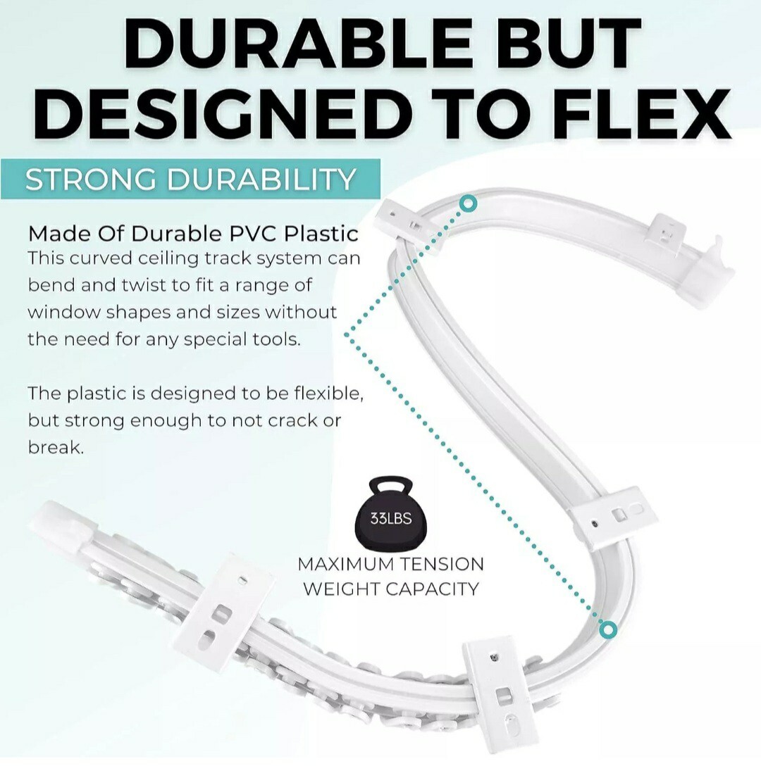 Flexible Bendable Ceiling Curtain Track 5 Meters 16.4FT Ceiling Mount