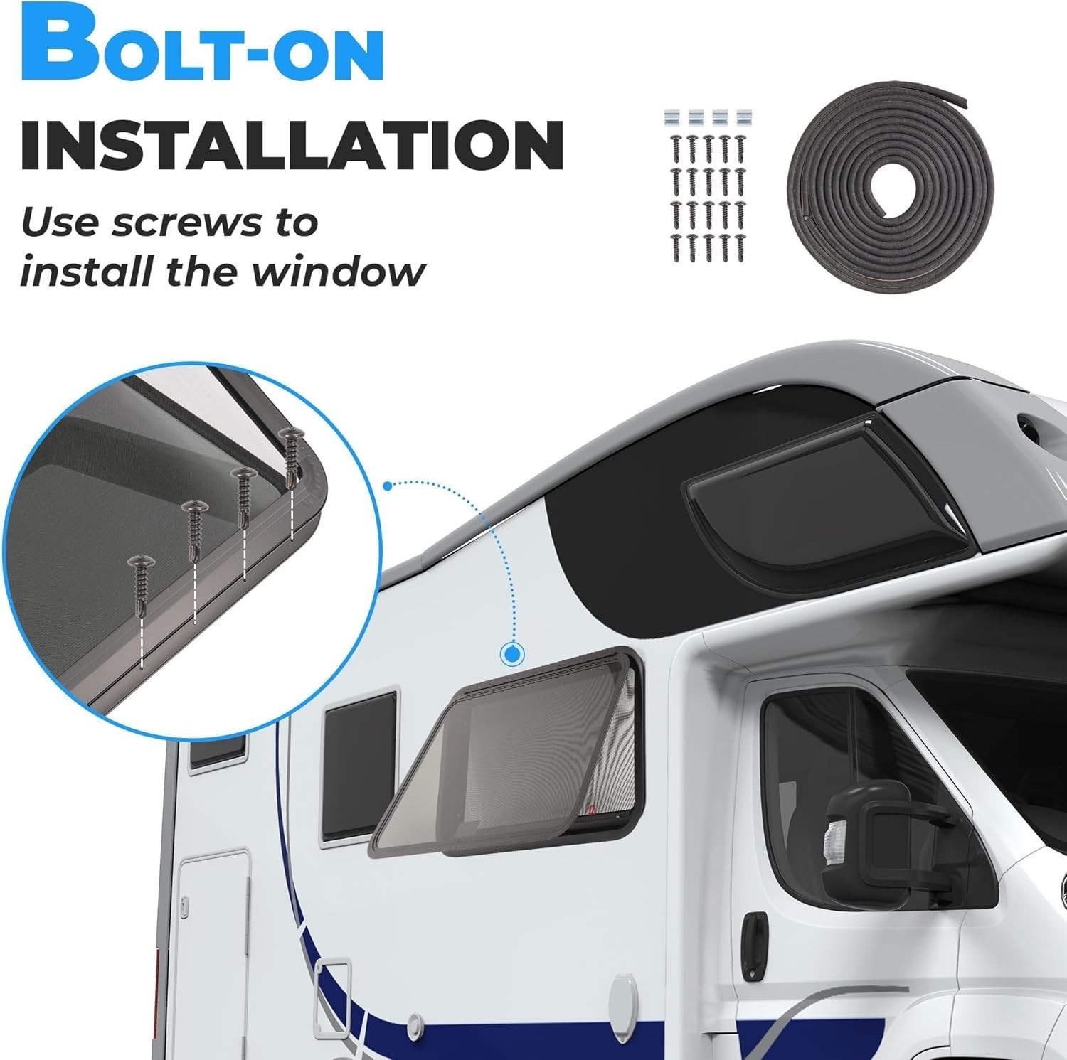 36×22 RV Emergency Exit Window Push Out Side Escape Window Trim Ring Camper Van