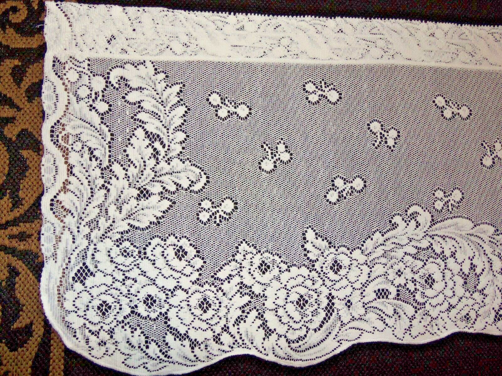 Lace Window Valance White Floral design 20″L x 60″ W