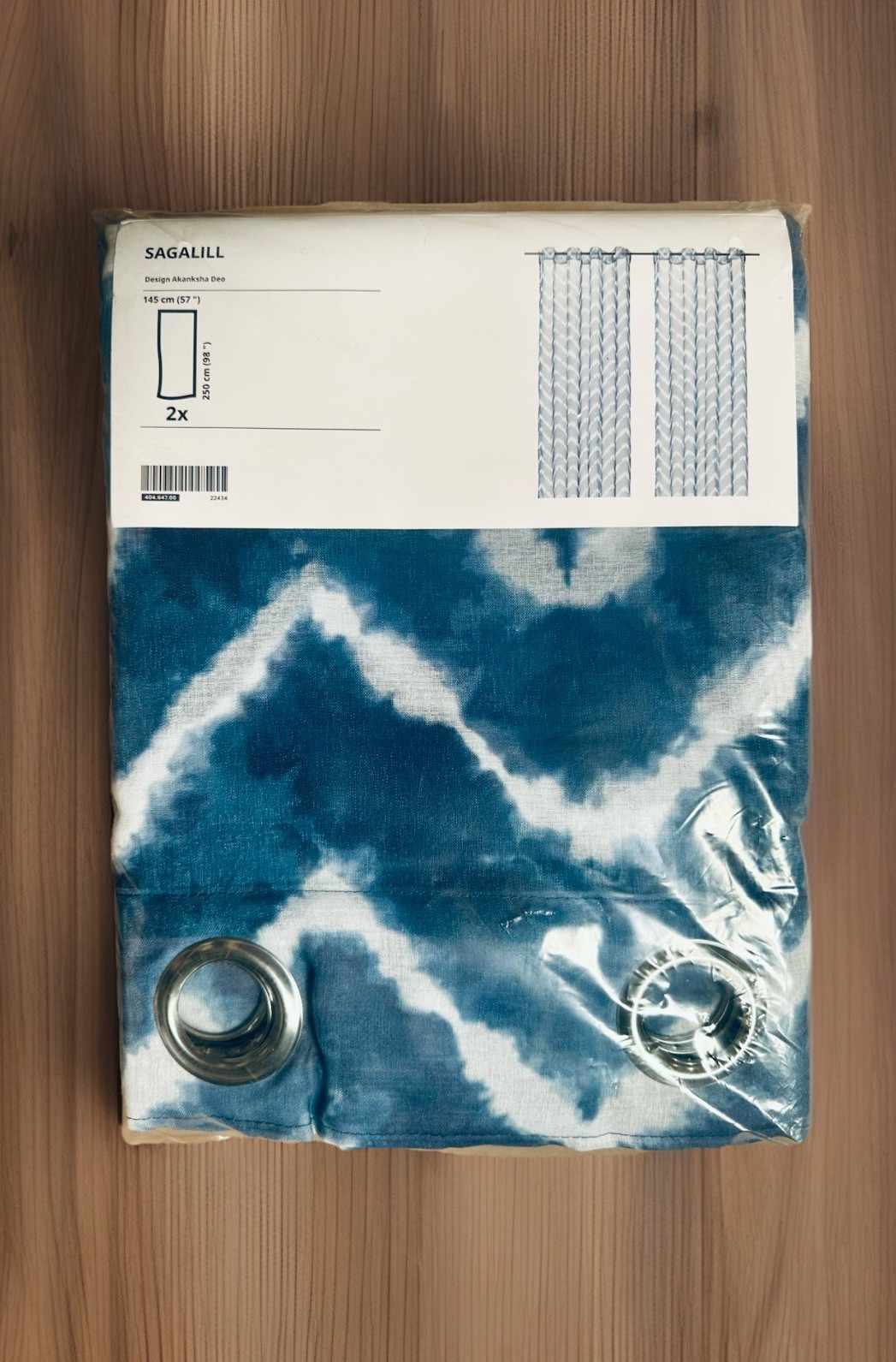 New ! IKEA SAGALILL Sheer Curtains 1 Pair Blue/white 57×98″ 404.647.00