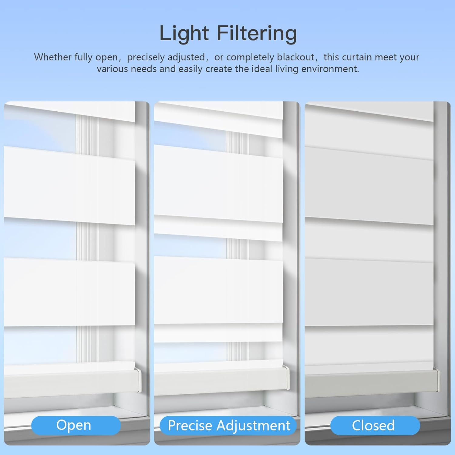Smart Motorized Zebra Blinds with Remote, 60% Blackout, Alexa/Google Compatible