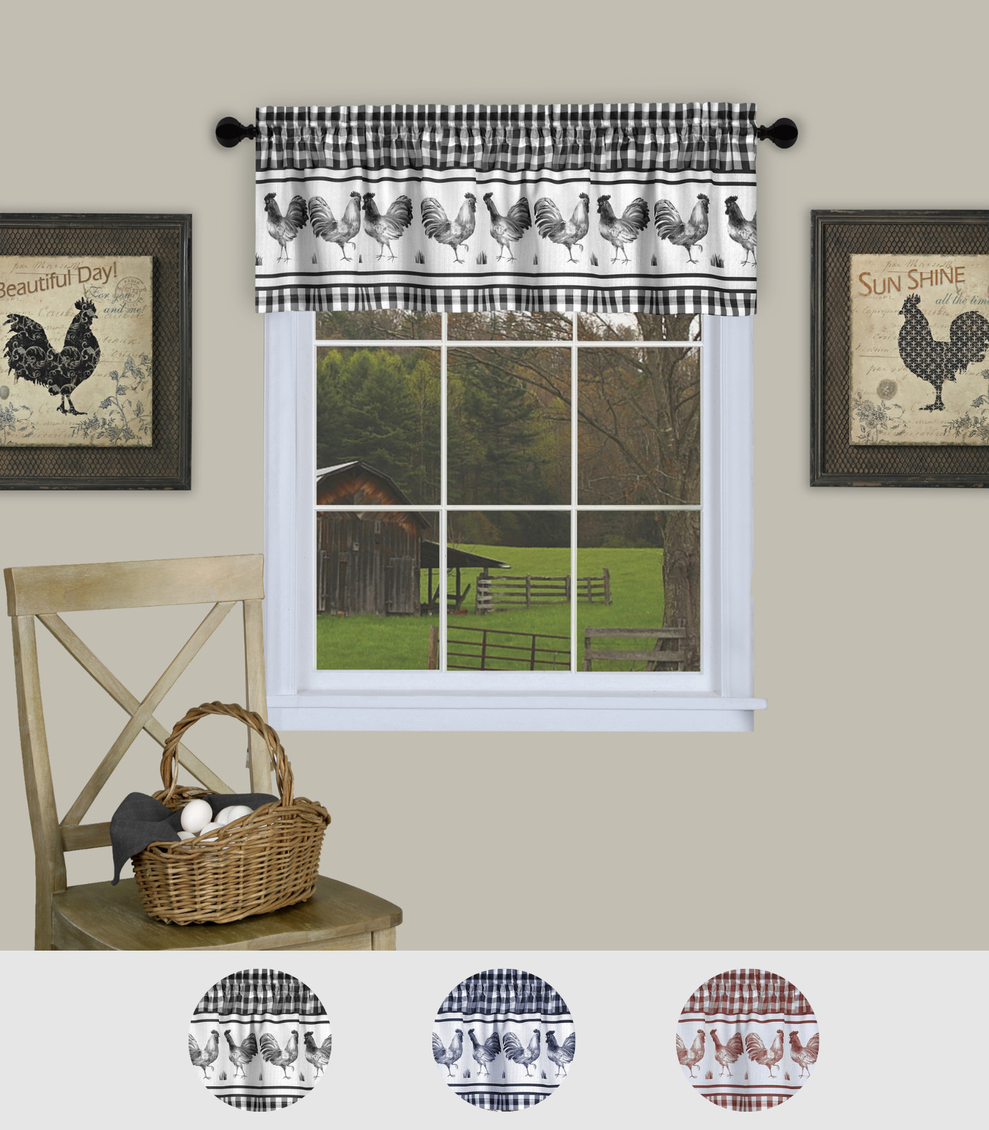 PowerSellerUSA Check Design Modern Geometric 58″ x 14″ Rod Pocket Window Valance