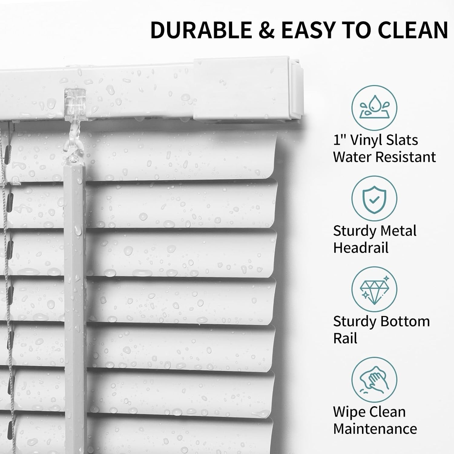 No-Drill Cordless Horizontal Mini Blinds – 37″ W x 64″ H Tool-Free Inside Mou…