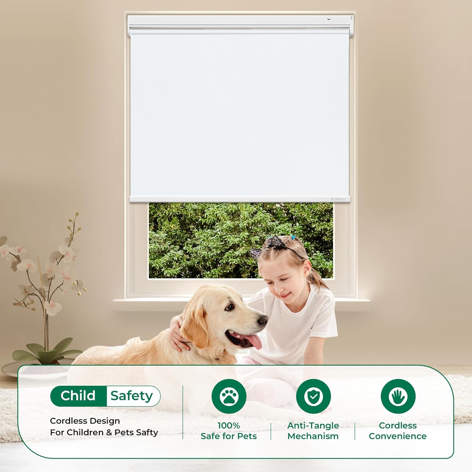 Motorized Blinds with Remote Control, Blackout Roller Shades,Compatible with Ale