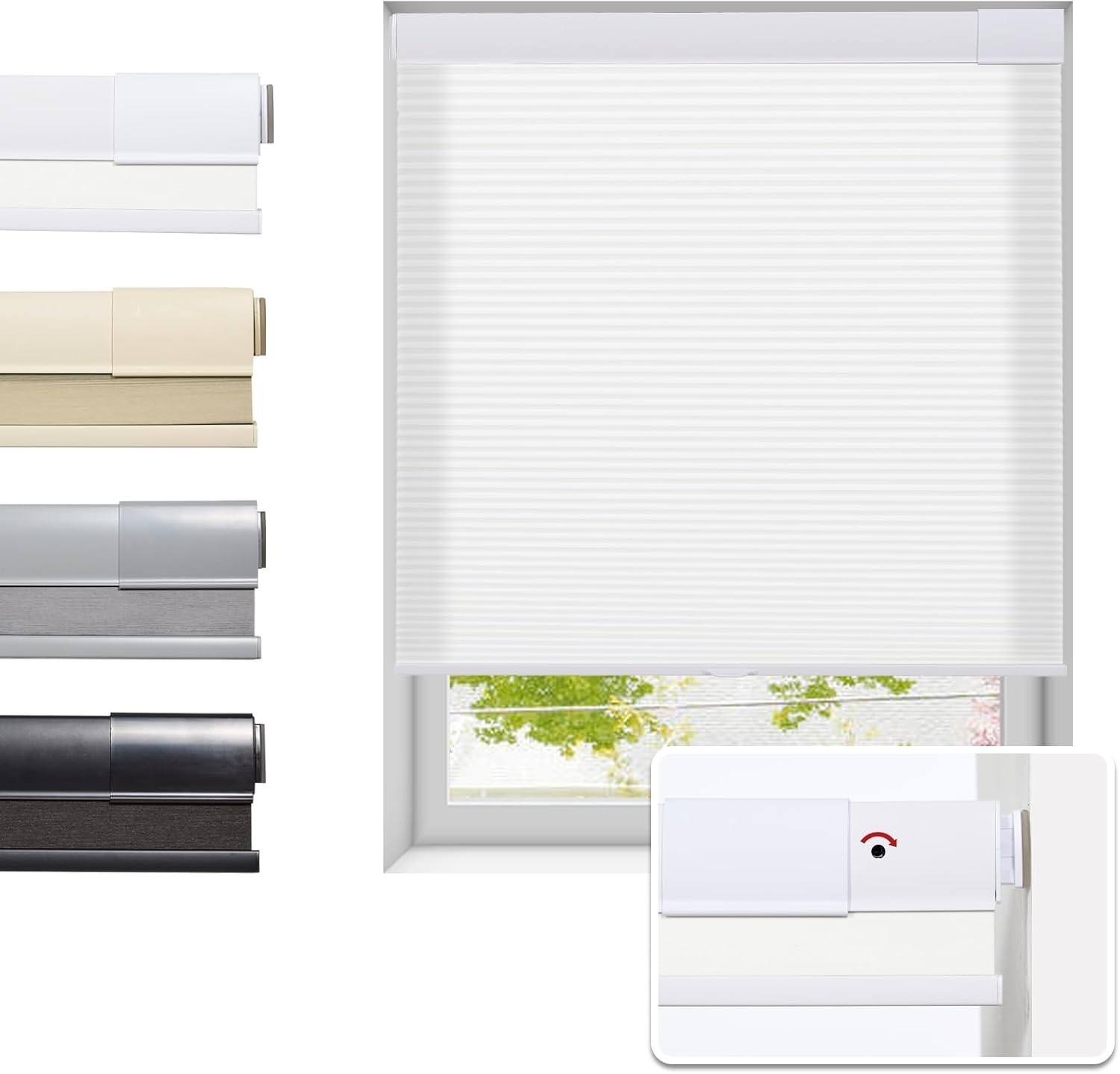No Drill Cellular Shades for Indoor Windows, Thermal Insulating & Noise Reducing