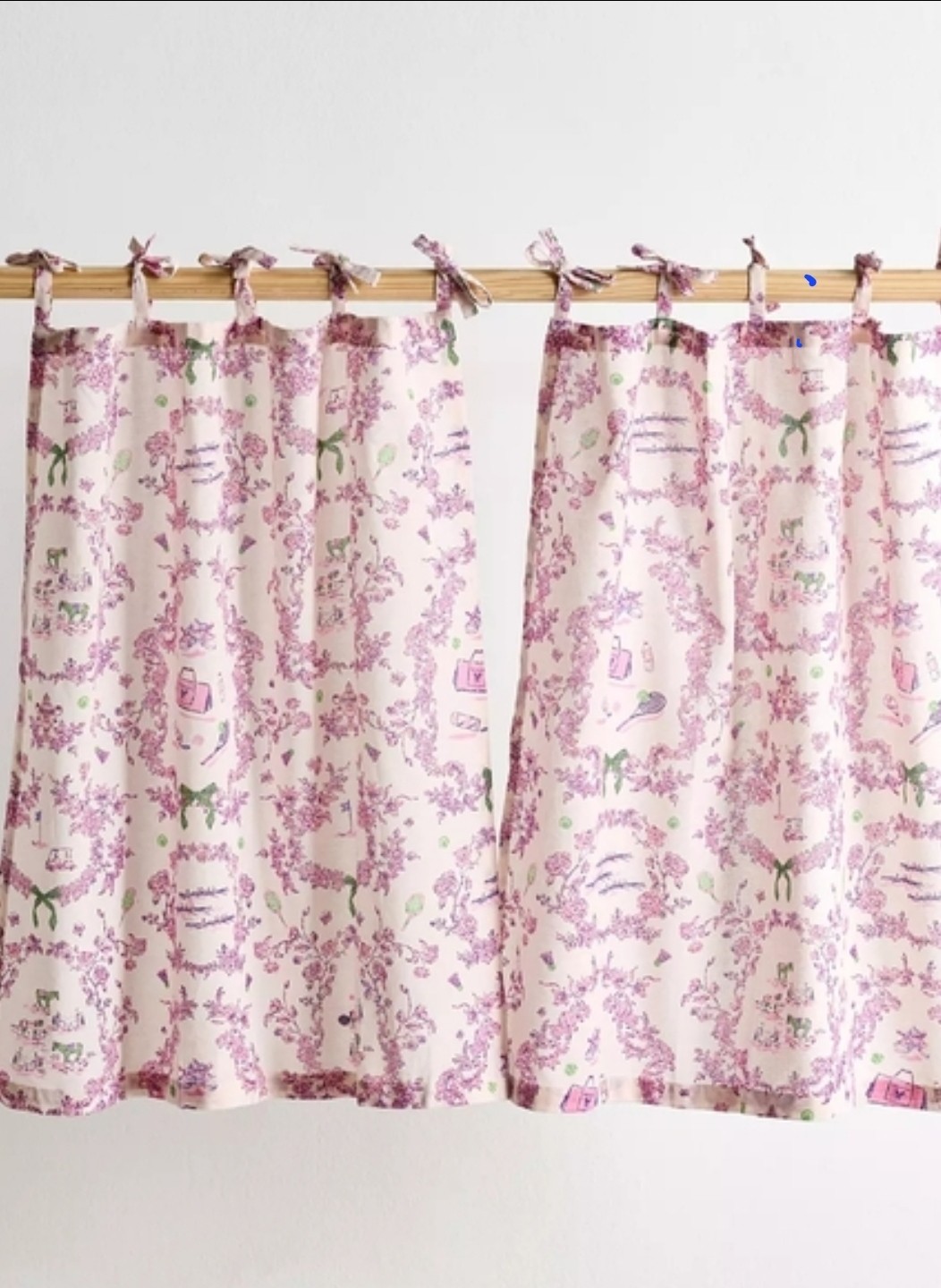 Urban Outfitters Pink Toile French Country Shabby Chic Cafe Curtains Set 2 NWT