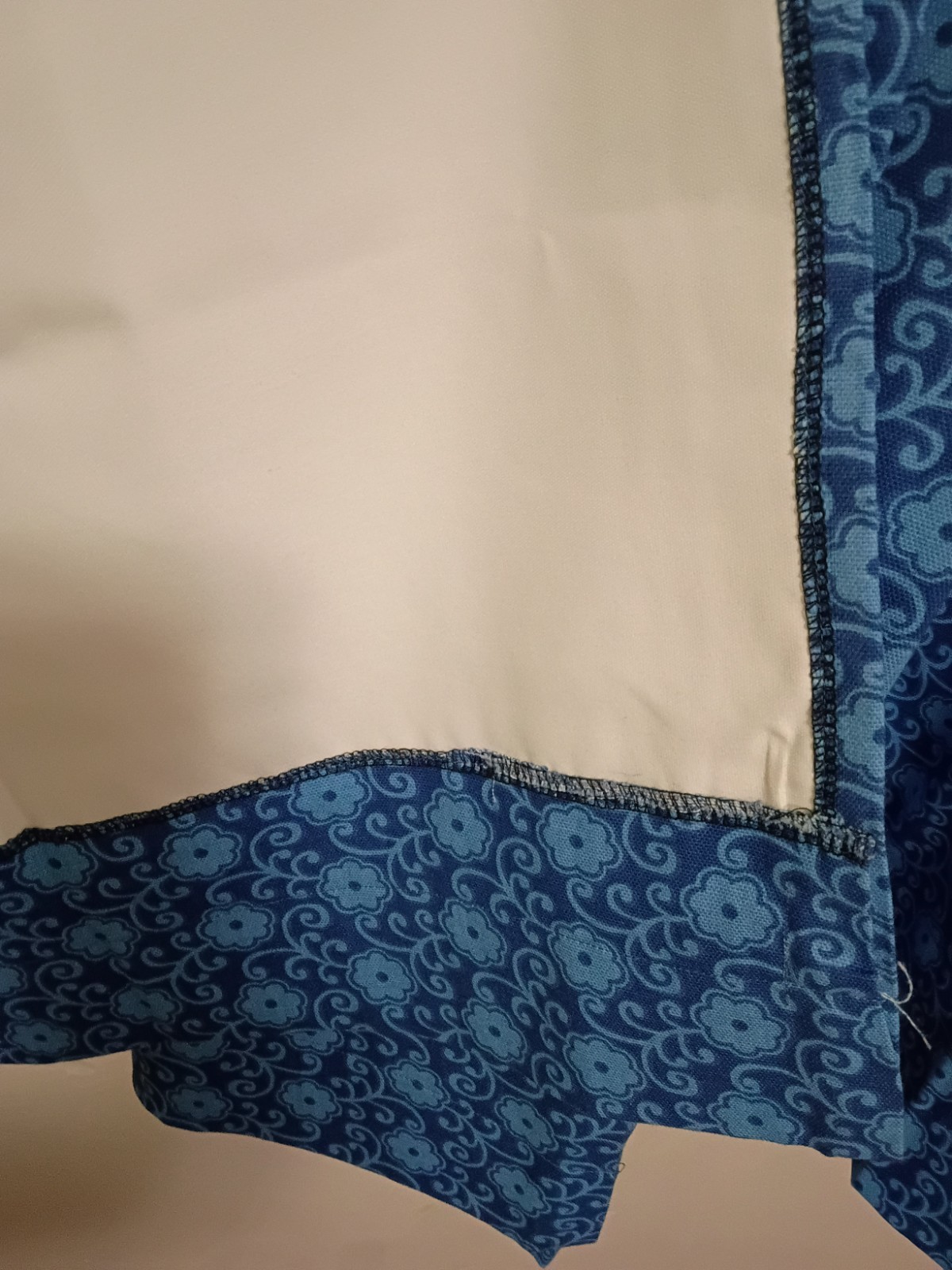 Country Drape Curtains Panels Blue Daisy Pattern Handmade Pair 43″ X 60″ Lined