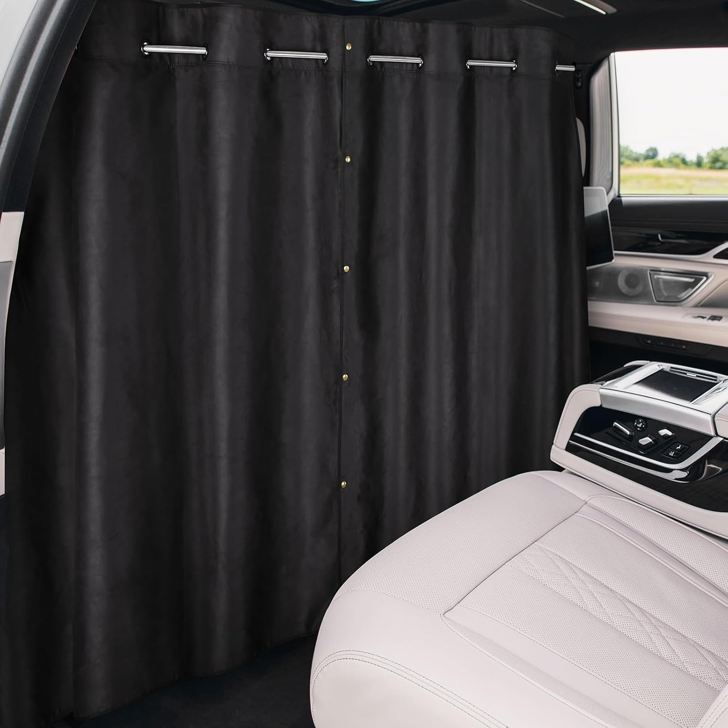 Car Divider Curtain, Car Privacy Curtains with Pole Backseat Blackout Curtain fo