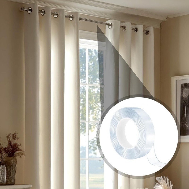 Drapery Glide Tape Curtain Rod Smooth Silent Installation Easy No Residue 10Ft
