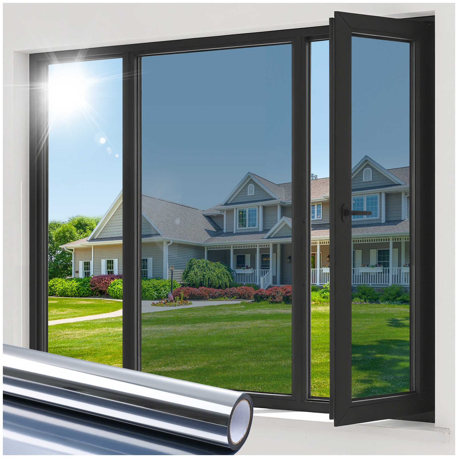 Pigo One Way Mirror Window Film with Glue Tint Reflective Anti UV Glass Stick