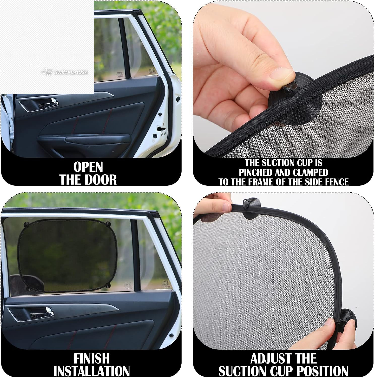 4 Pack Car Window Sun Shades Static Cling Side Window Shade Baby Privacy Shield