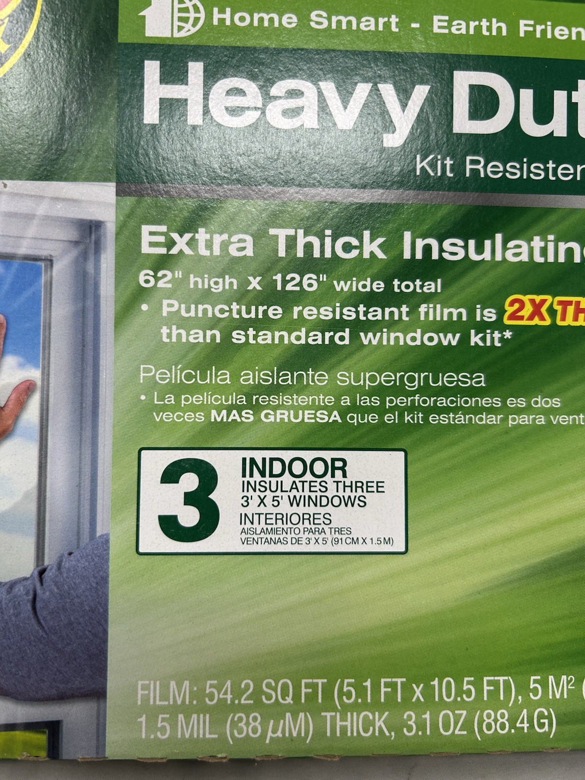 NOS Duck Extra Thick Heavy Duty Insulating Film 3 Window Kit (total 62″ x 126″)