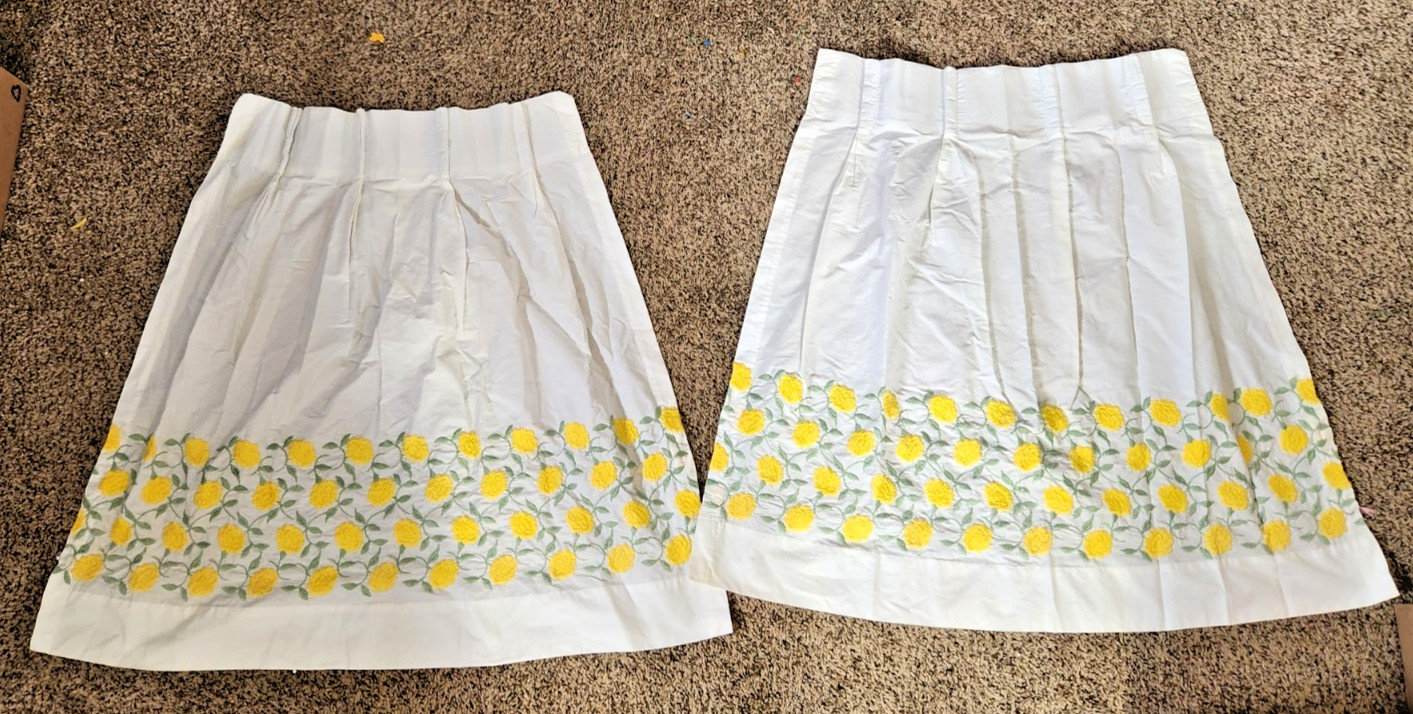 UNBRANDED PAIR OF GRANDMACORE COTTAGECORE CURTIANS 28″ EMBROIDERED FLOWERS