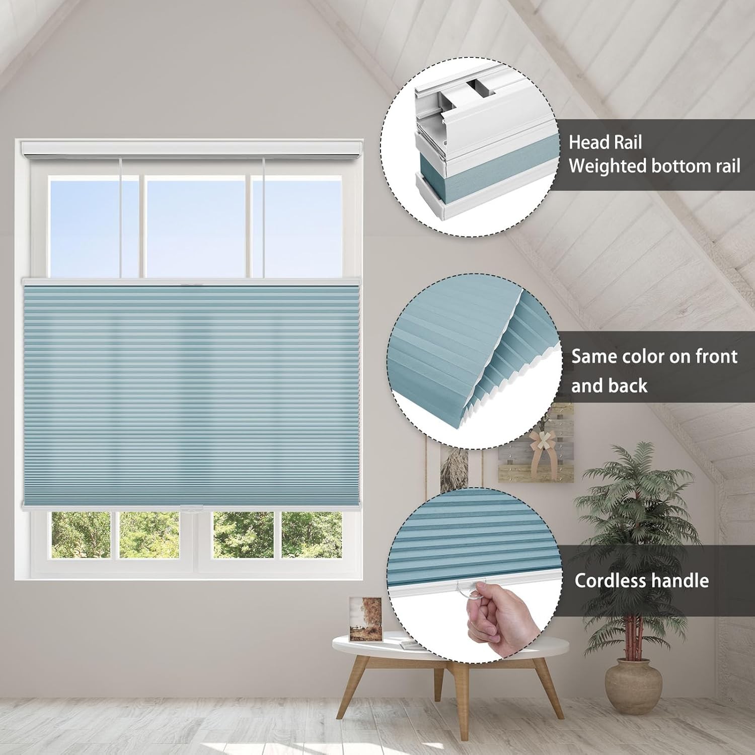 CUSTOM CUT Light Filtering Honeycomb Cordless Top Down Bottom Up Cellular Blinds