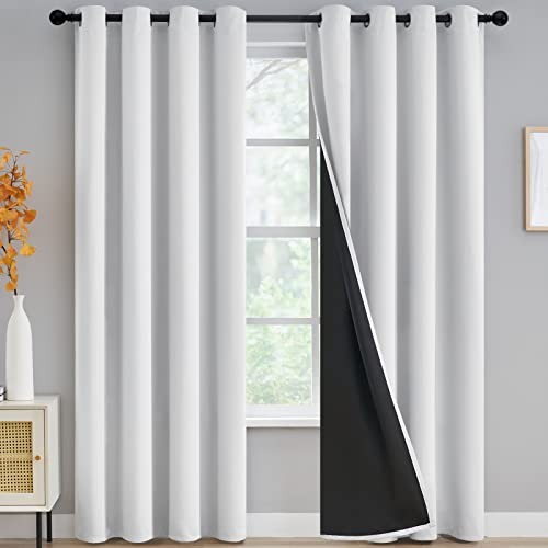 100% Blackout Curtains for Bedroom – Triple 52″W x 96″L (Pack of 2) Off White