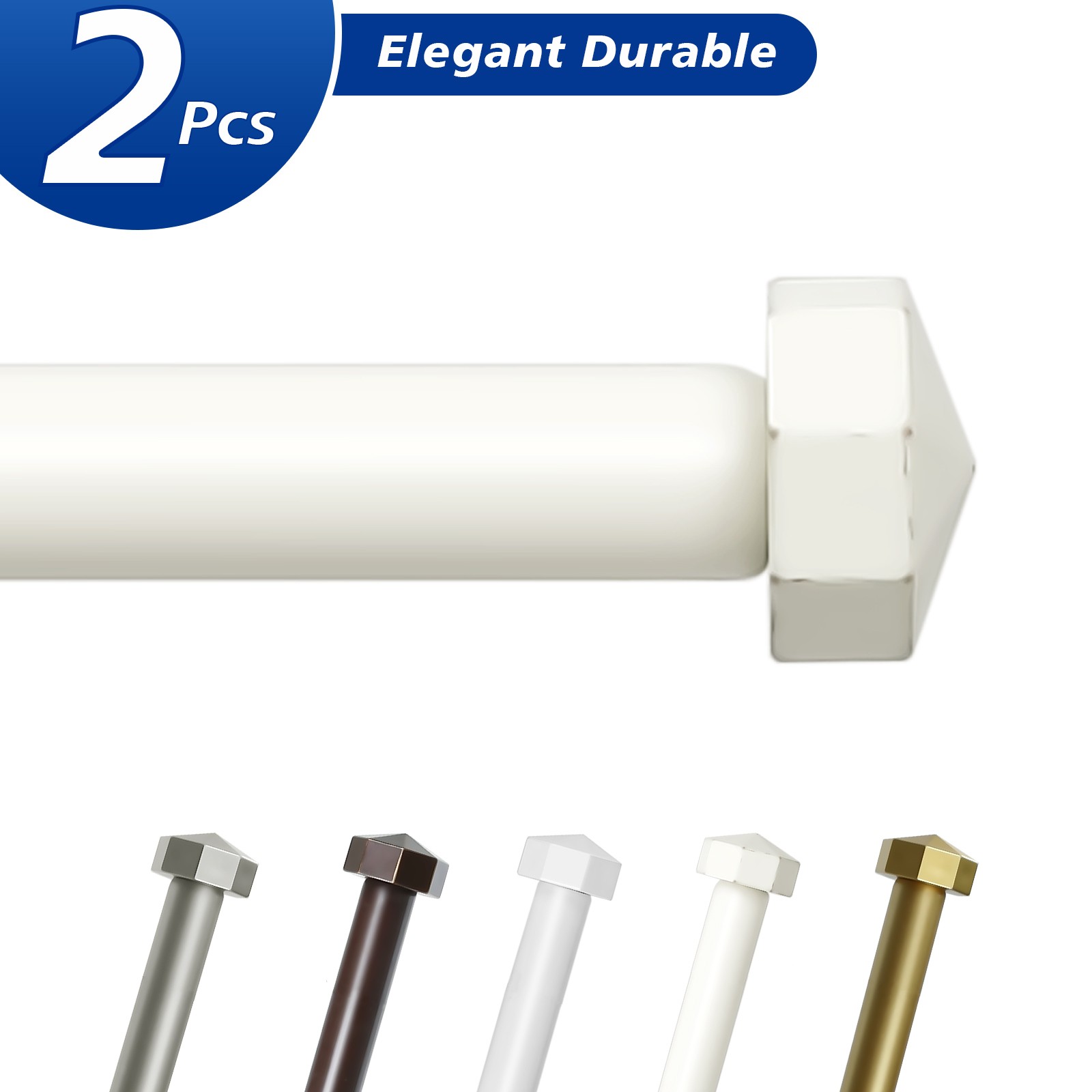 2-1 PCS Single Curtain Rod w/ Octagonal Finial, 5/8 In Dia Drapery Rods 28″-120″