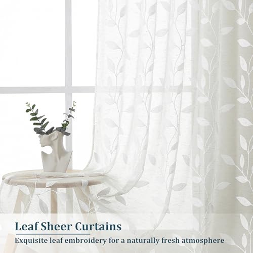 Short Sheer Curtains 36 Inch Length – Light 30″W x 36″L (Pack of 2) White