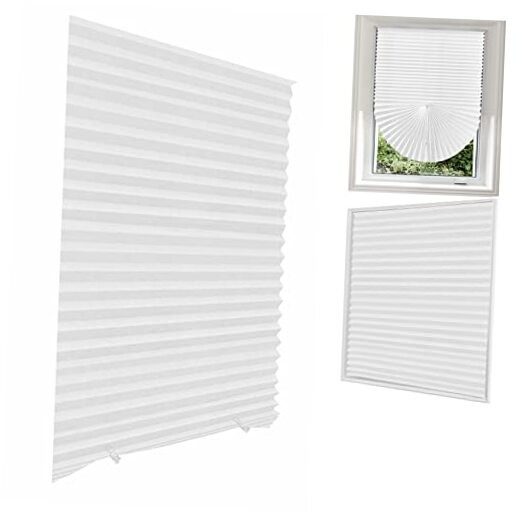 MALOKI Temporary Window Blinds, Pleated Shades 24″W x 59″H White – 1 Pack
