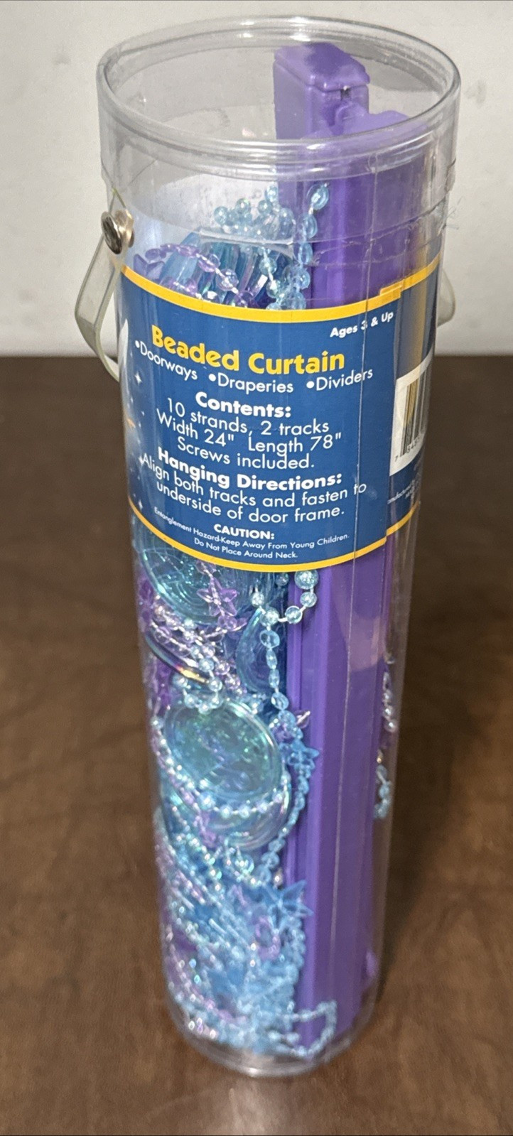 NEW Disney Tinkerbell & Stars Plastic Beaded Door Curtain Iridescent Purple Blue