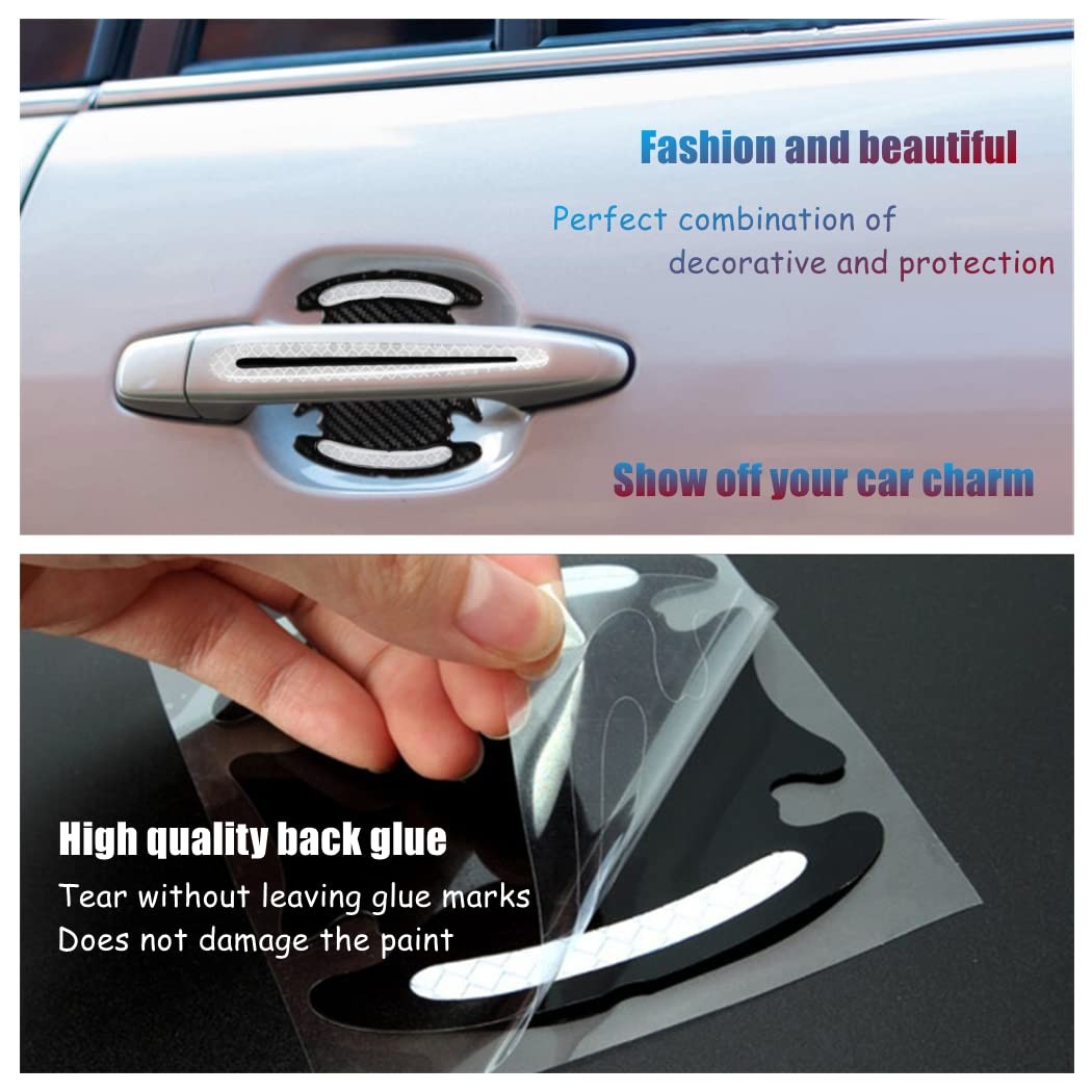 8pcs Universal 3D Carbon Fiber Texture car Door Handle Door Bowl Paint Scratc…
