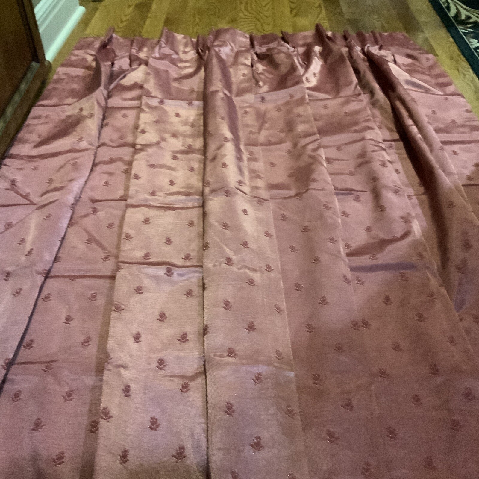 Drapes Room Darkening Mauve Floral Print each panel 24in Wide 60in Long Pennys