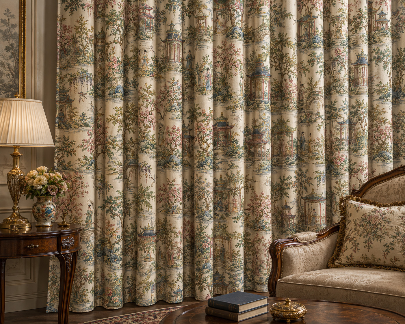 Thibaut Grand Palace Curtain Velvet Or Blackout, Art Nouveau Window Each Panel