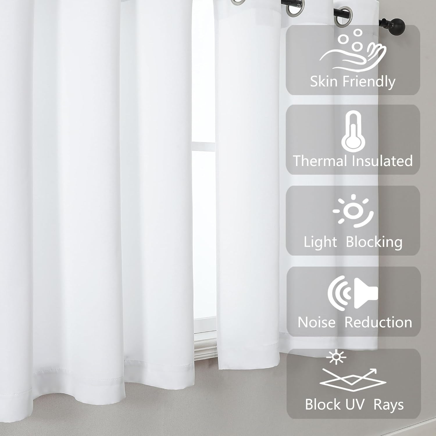 Pure White Window Valance for Kitchen 14 Inches Long 2 Panels Set, Light Filteri