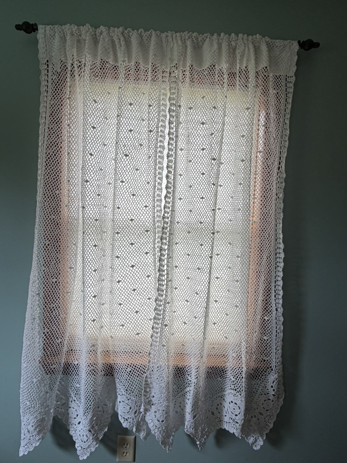 2 Crotched White Curtain Panels 64 L x 30 W Each 100% Cotton Gorgeous, Not Used