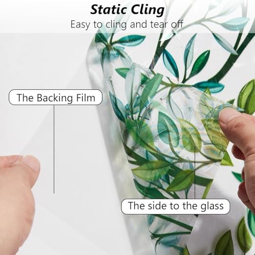 Window Privacy Film 3D Static Cling Window Film, 17.5 Inch x 6.5 Feet Foliage