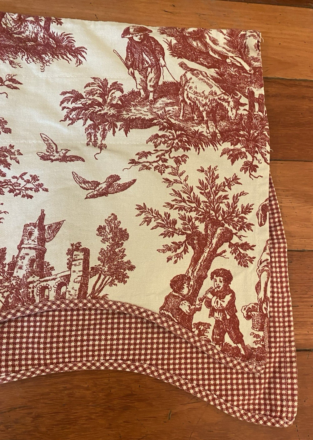 Waverly Red Toile French Country Life Valance Scalloped Layers Red Gingham