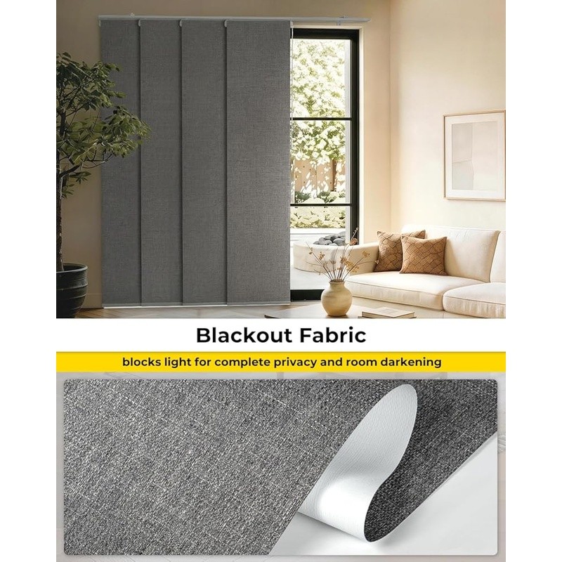 Sliding Door Fabric Panels Room Darkening Blinds Home Privacy Solution New