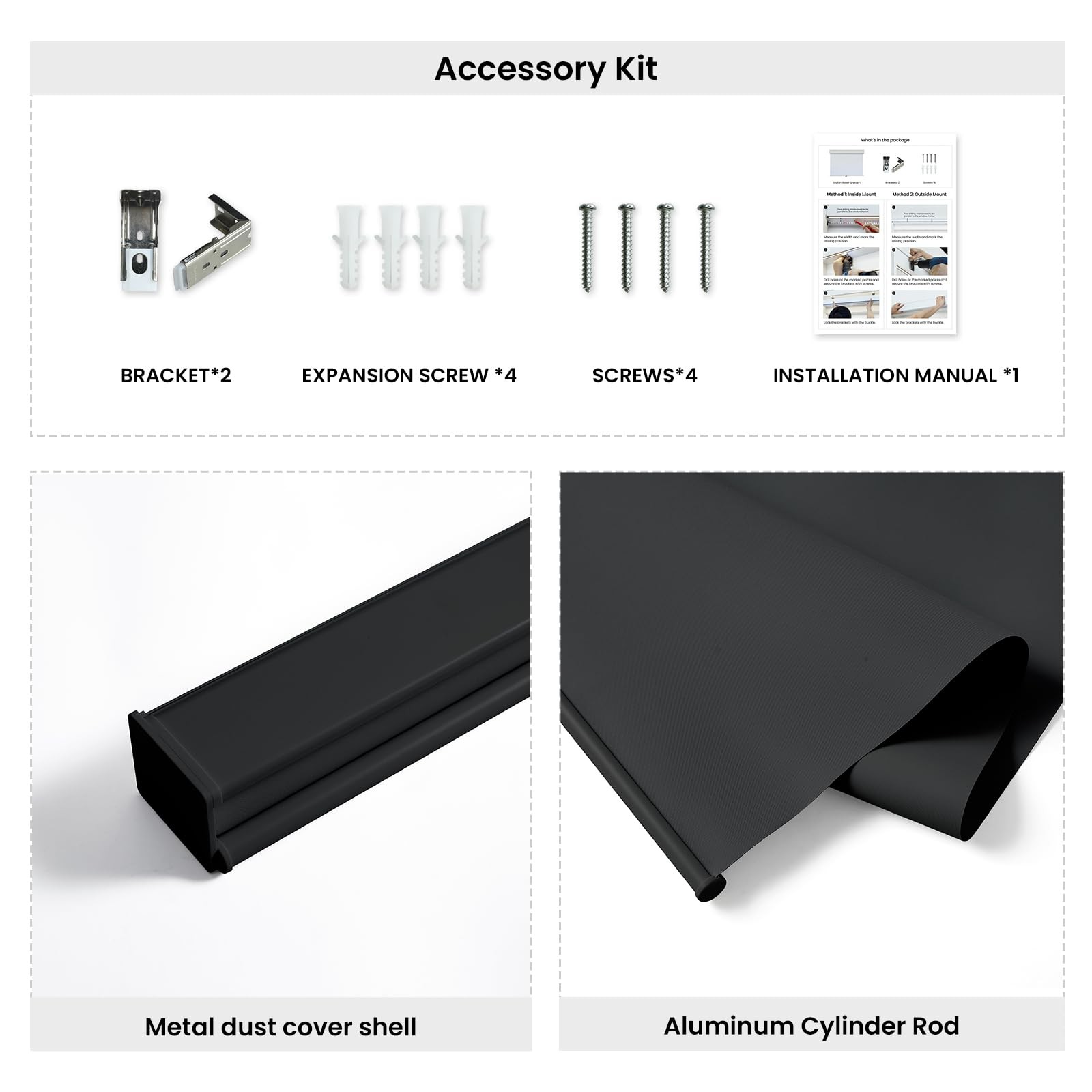 Melodieux 100 Blackout Cordless Free-Stop Roller Shade Window Blind Thermal