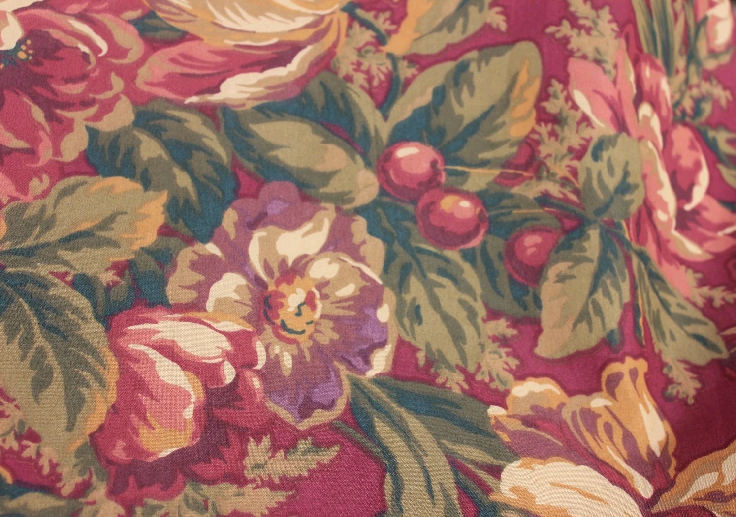Custom Crimson Cherry Floral Curtain 51×79″ Lined Drapery Panel