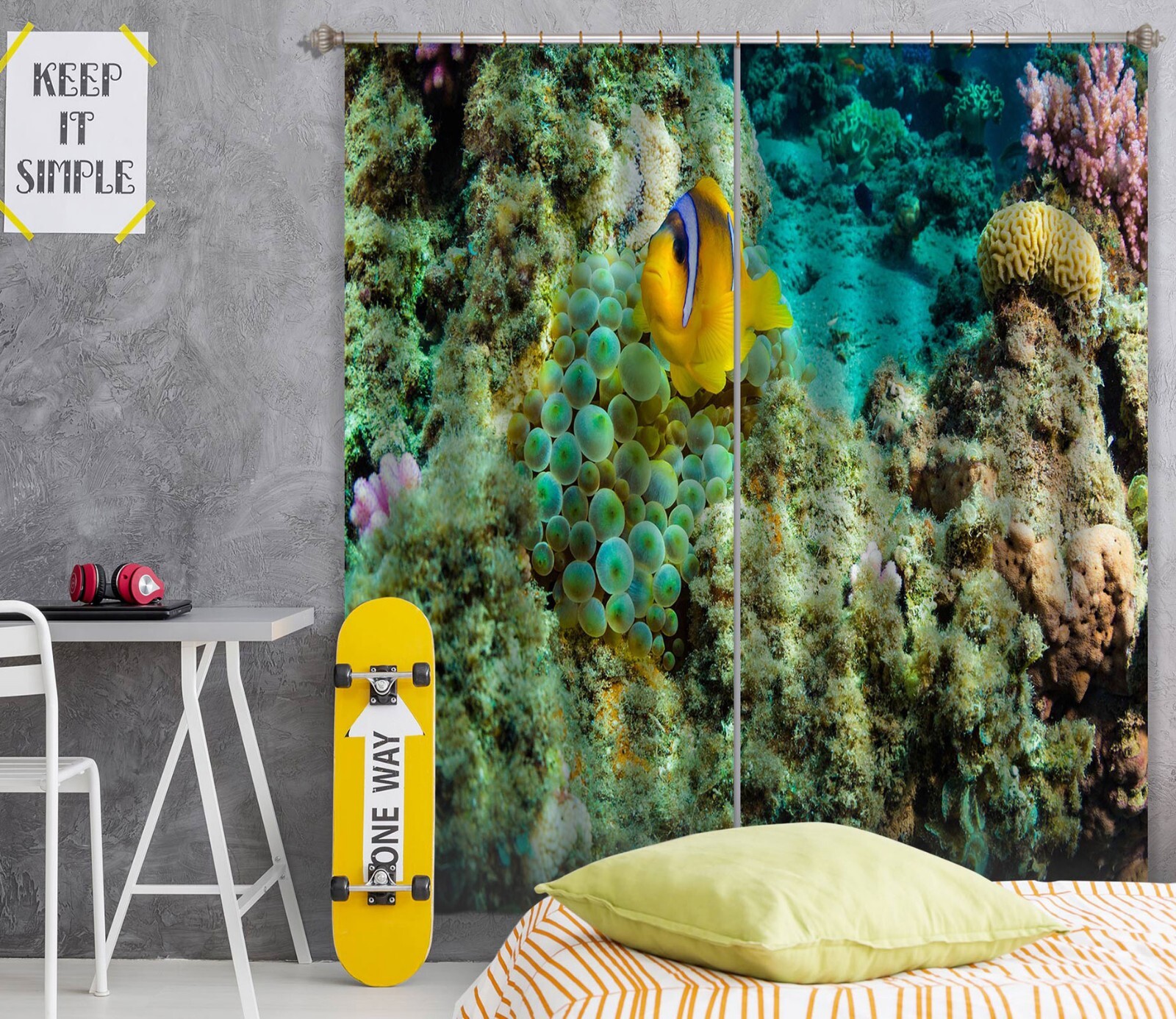 3D Stone Coral Fish ZHUA121 Photo Curtain Window Blockout Fabric Amy 2023