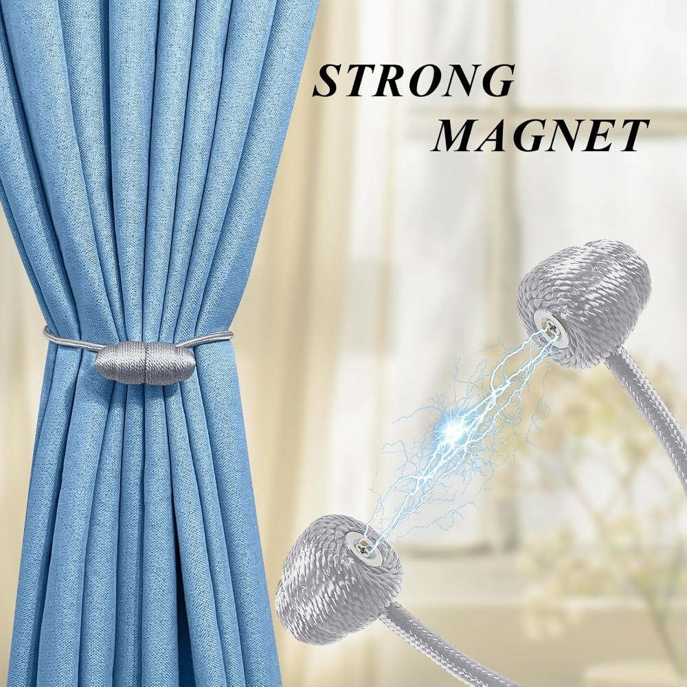 4PCS Gray Boho No Drill Magnetic Curtain Tiebacks for Home Decor | Decorative