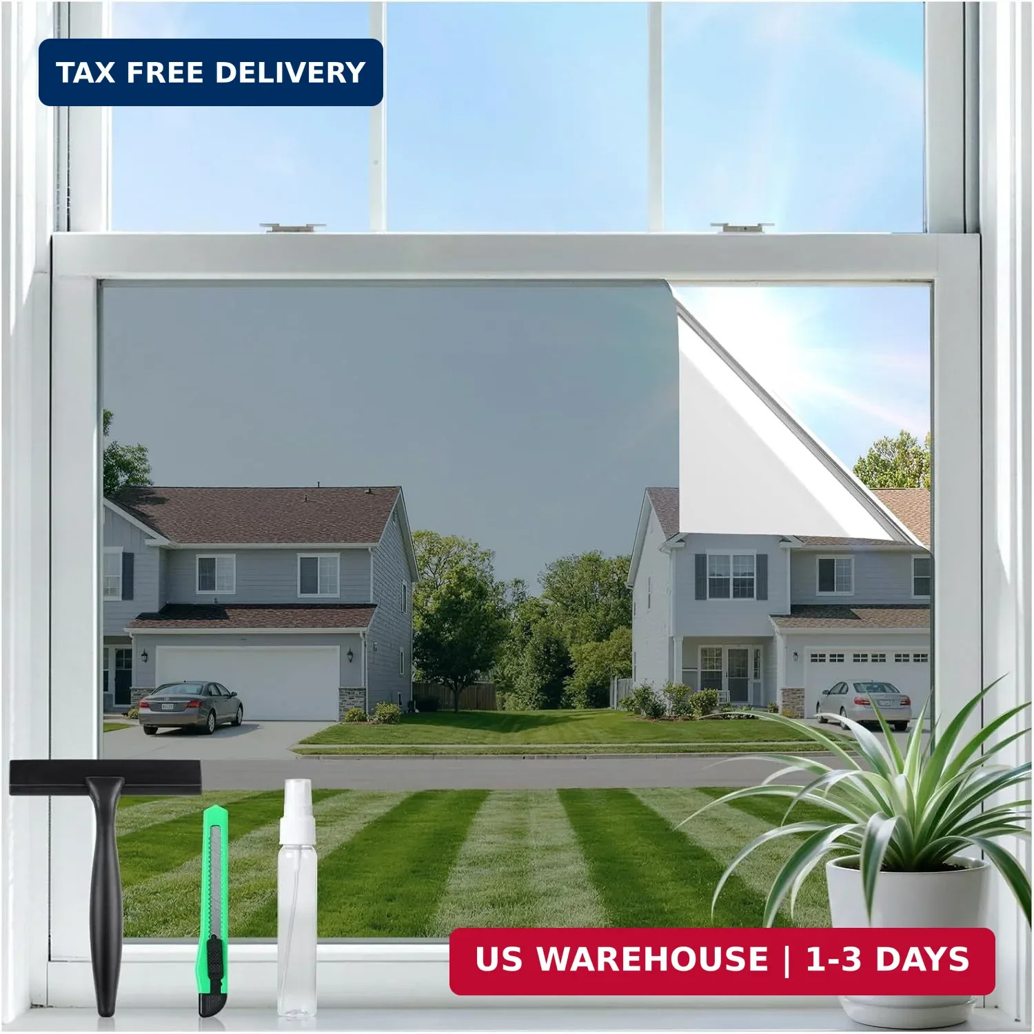 rabbitgoo One Way Privacy Window Film Window Tint for Home with Tools, UV Blocki