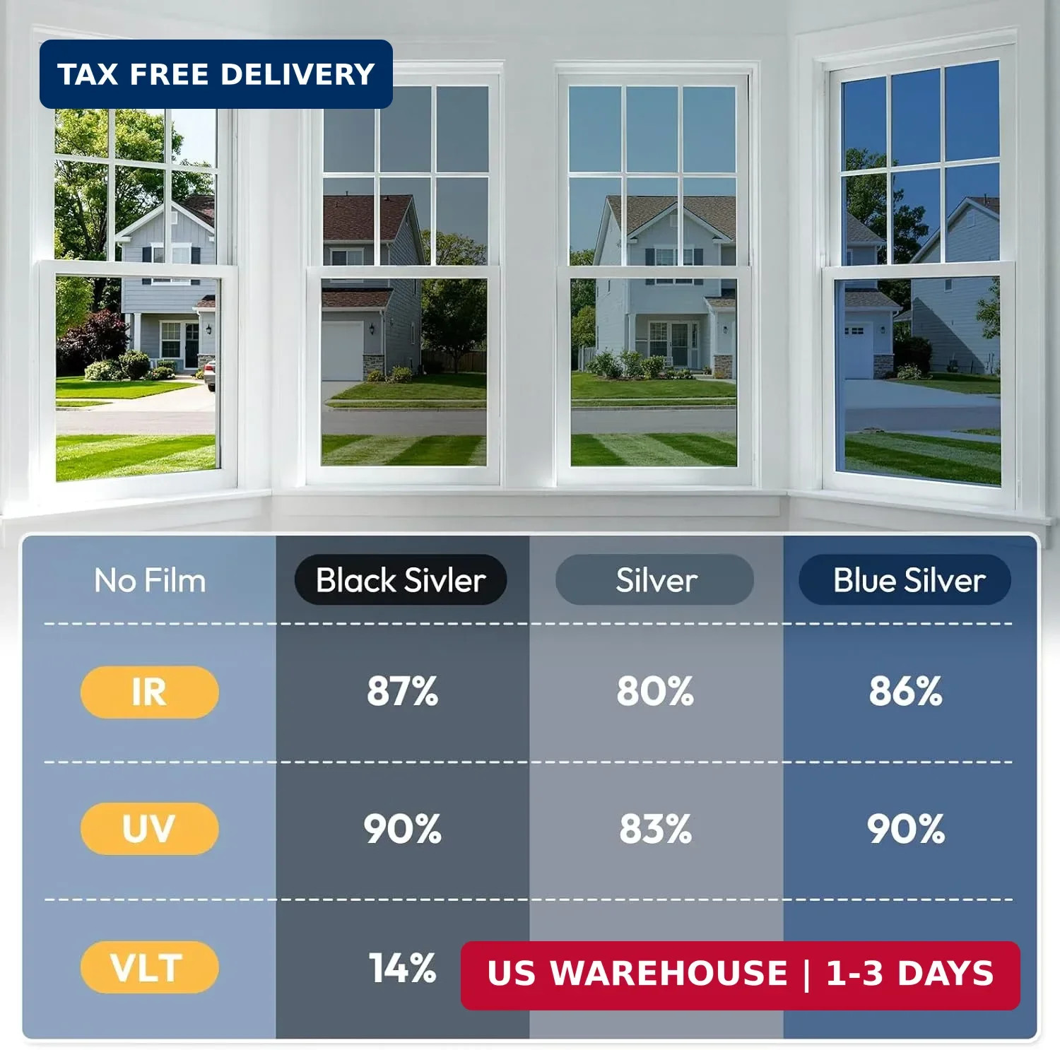 rabbitgoo One Way Privacy Window Film Window Tint for Home with Tools, UV Blocki