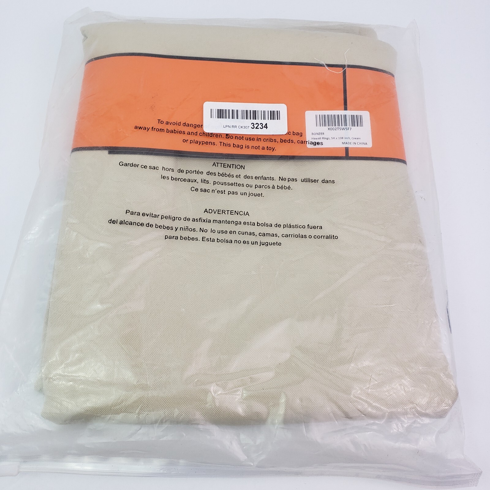 Bonzer Home Cream 54 in x 108 in Hawaii Rings Curtain Panel