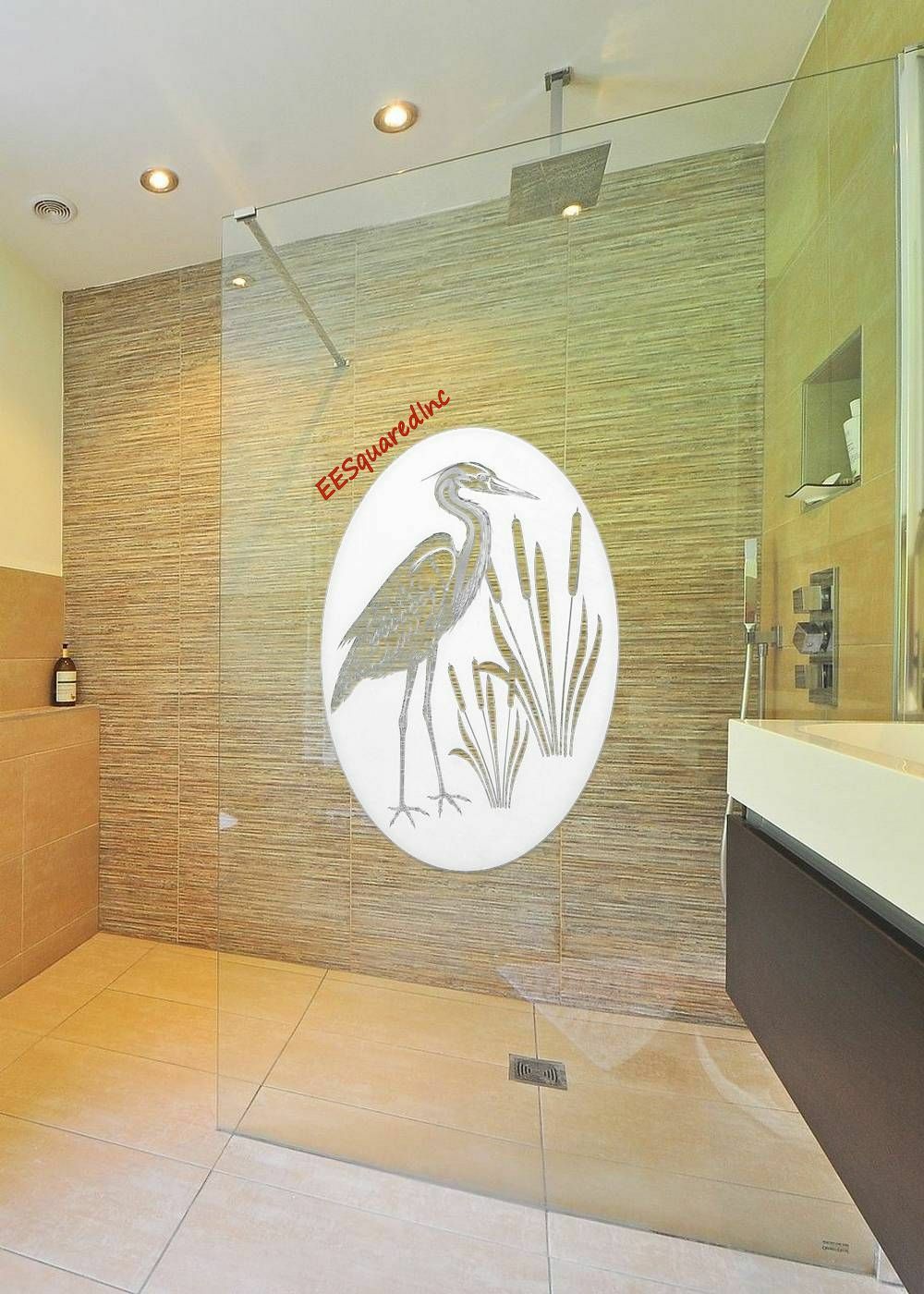 Egret Left Static Cling Window Decal OVAL 21×33 Bird Decor for Glass Doors