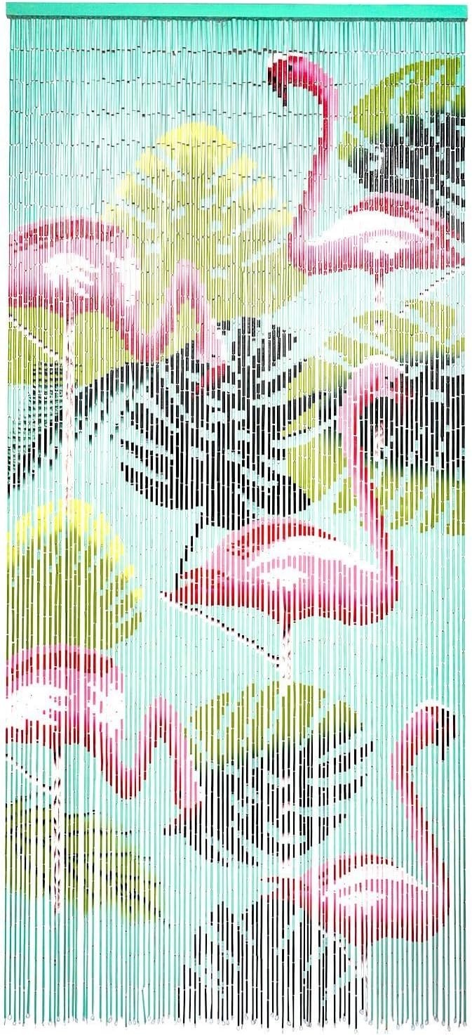 Flamingo Beaded Curtain for Doorways, 90 Strands Door Beads, 35.5” x 78” Hang…