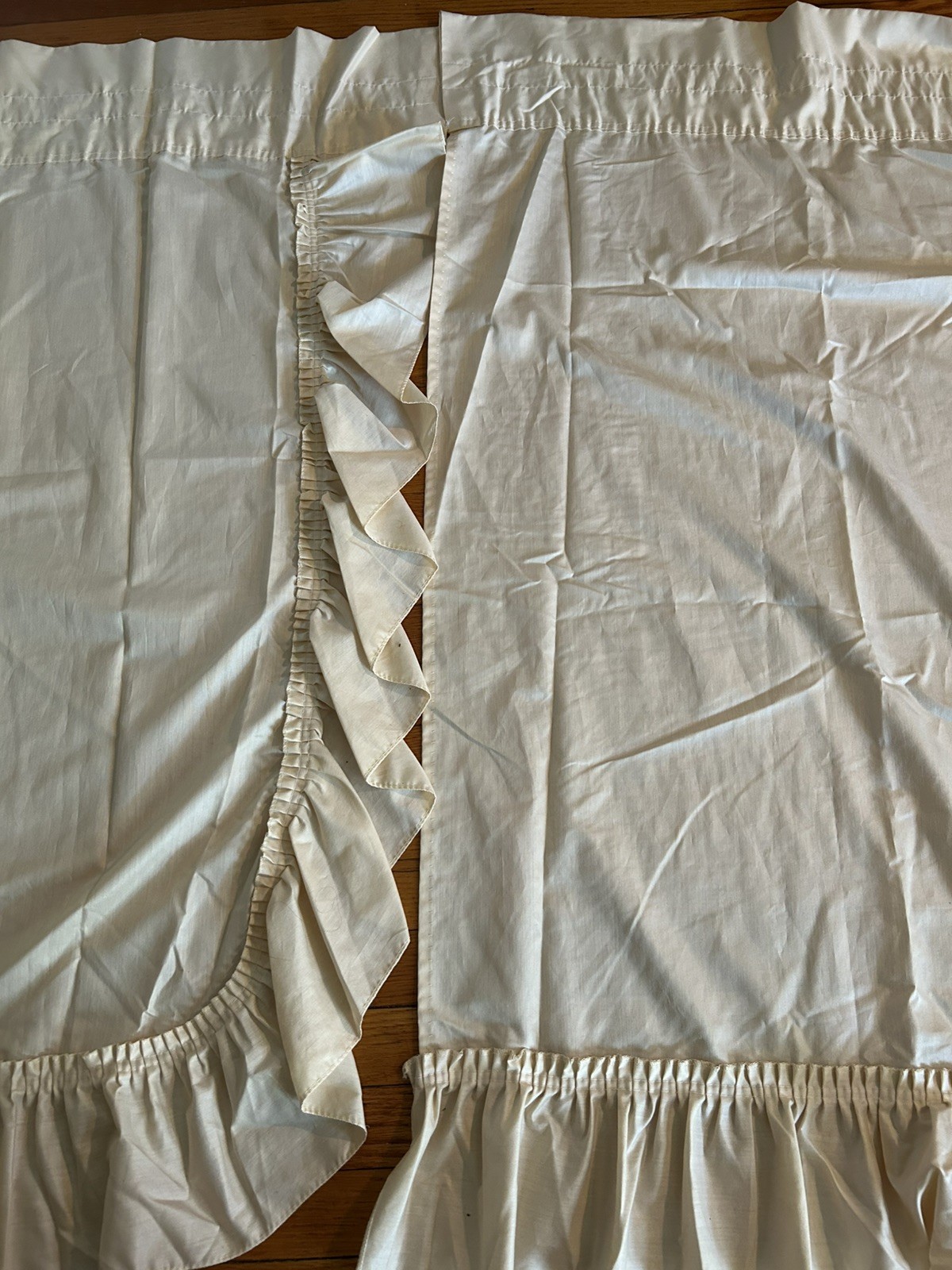 2 Beige Curtains For 1 Window But Same Sides 49 1/2 W X 48 L Needs Seamstress!!