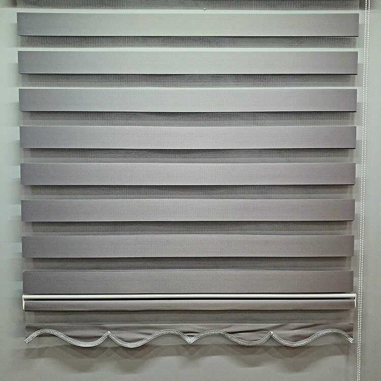 Straight Gray Color Fabric Zebra Roller Blinds Curtain For All Room, Light