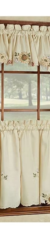 Window Curtain Valance and Tier Set 4 Pieces Sunflower Sweet Home Collection NEW