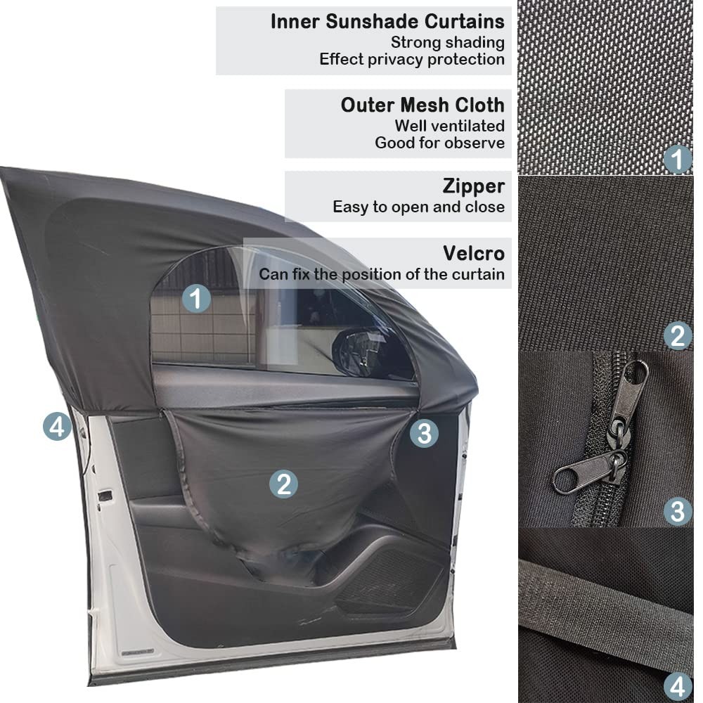 Upgrade Stretchable&Breathable SUV Car Window Shade – F, Rear window/2pcs