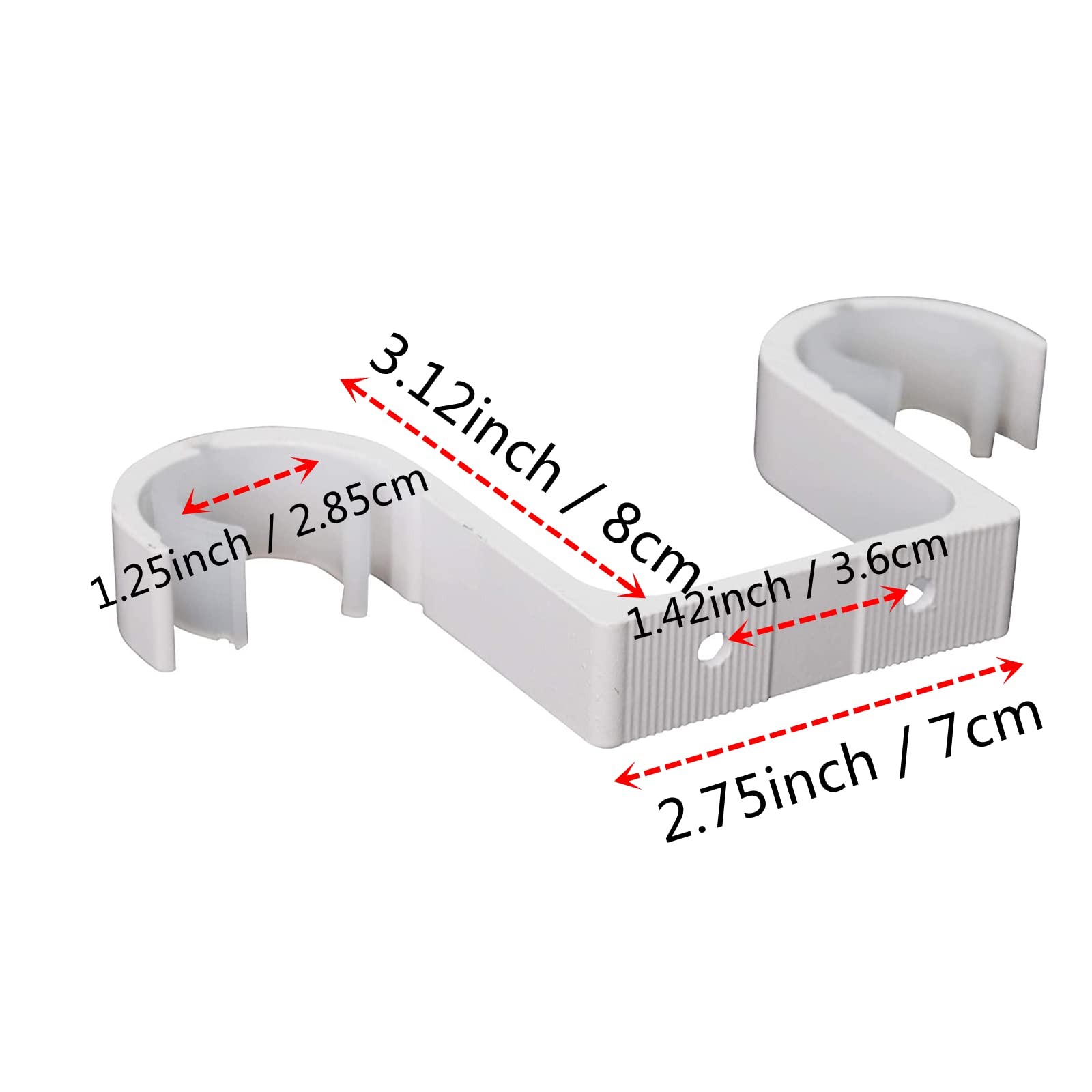 Double Curtain Rod Brackets 2Pcs, Aluminum Alloy Ceiling Mounted, White