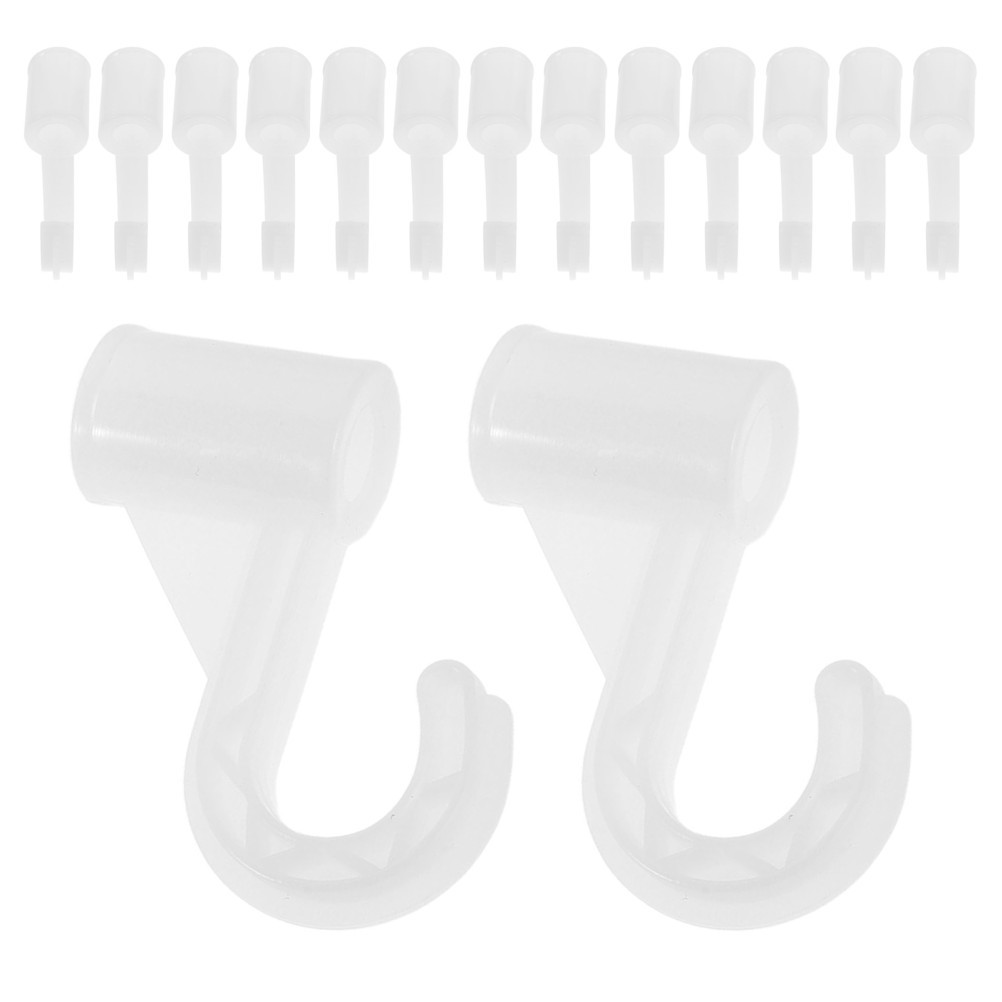 15Pcs Plastic Closet Hanging Rod Support Hooks White for Wardrobe Organization