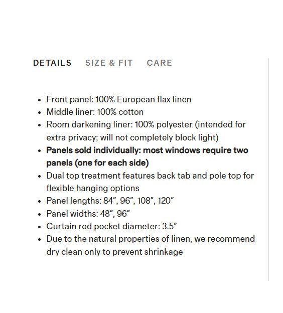 NWOT Quince European Linen Curtain Panels 48″ x 84″ Room Darkening 2 Flax